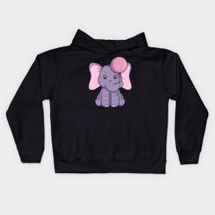 Little elephant is playing with a Ballon Kids Hoodie